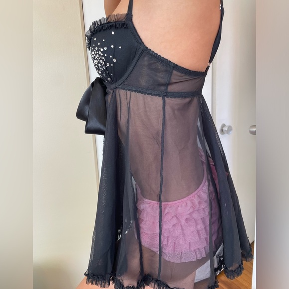 Rhinestone/Ruffle Sexy little things Victoria Secret Vintage Babydoll Lingerie - Picture 2 of 4